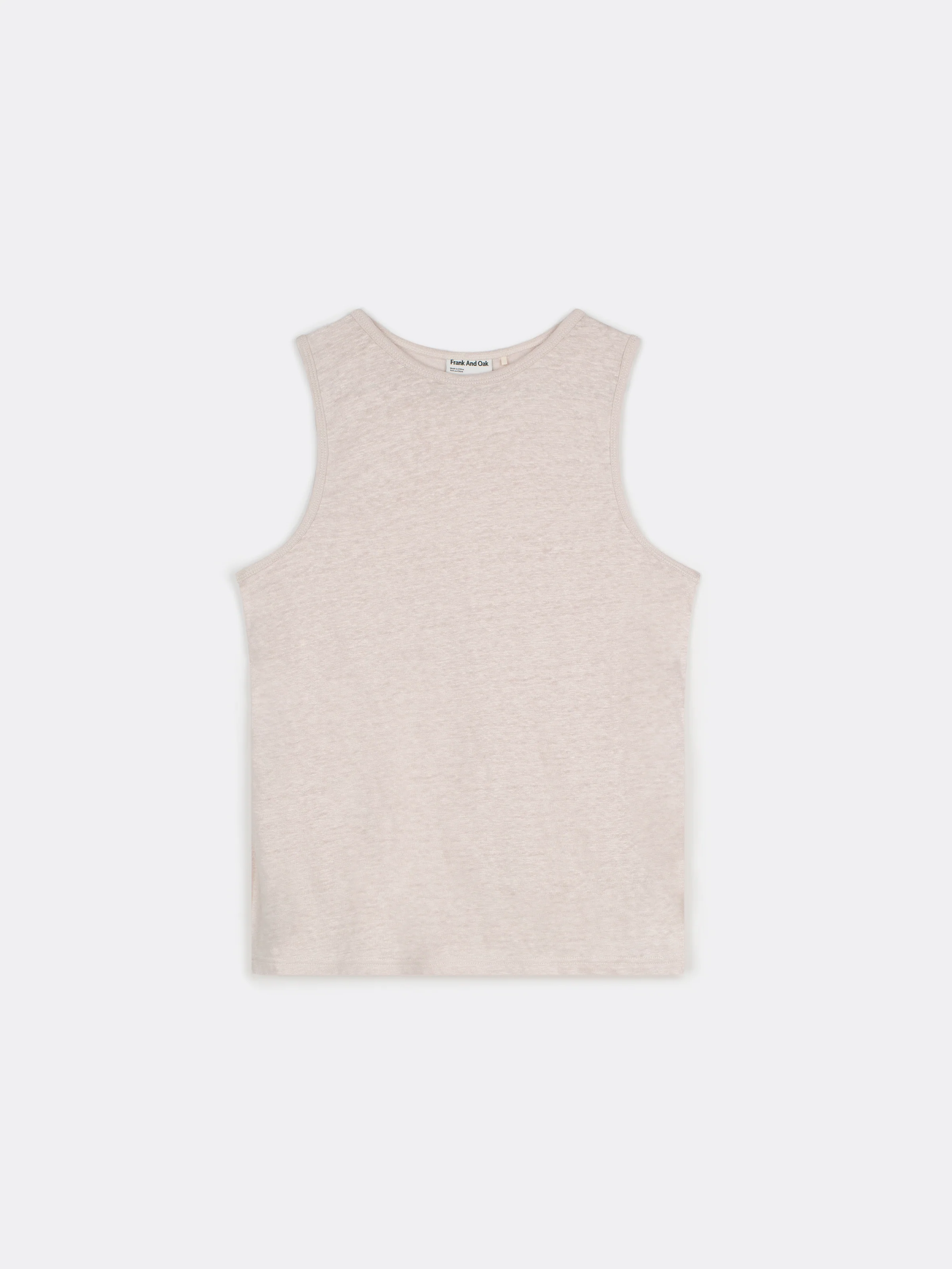 The Linen Crewneck Tank Top in Grey